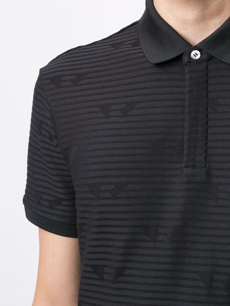 Black Men's Armani Emporio Striped Polo Shirts | XUMZZEE