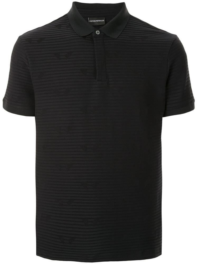 Black Men\'s Armani Emporio Striped Polo Shirts | XUMZZEE