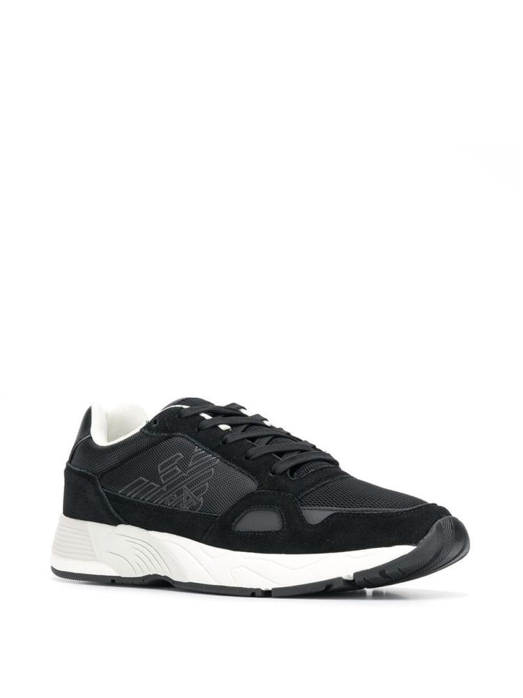 Black Men's Armani Emporio Structured Sneakers | 0XK91OW