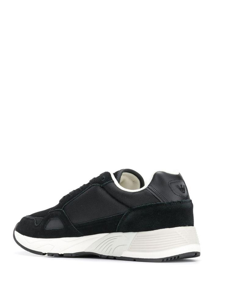 Black Men's Armani Emporio Structured Sneakers | 0XK91OW