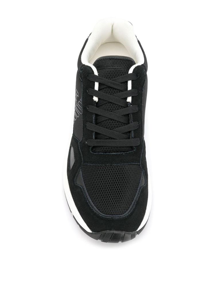 Black Men's Armani Emporio Structured Sneakers | 0XK91OW