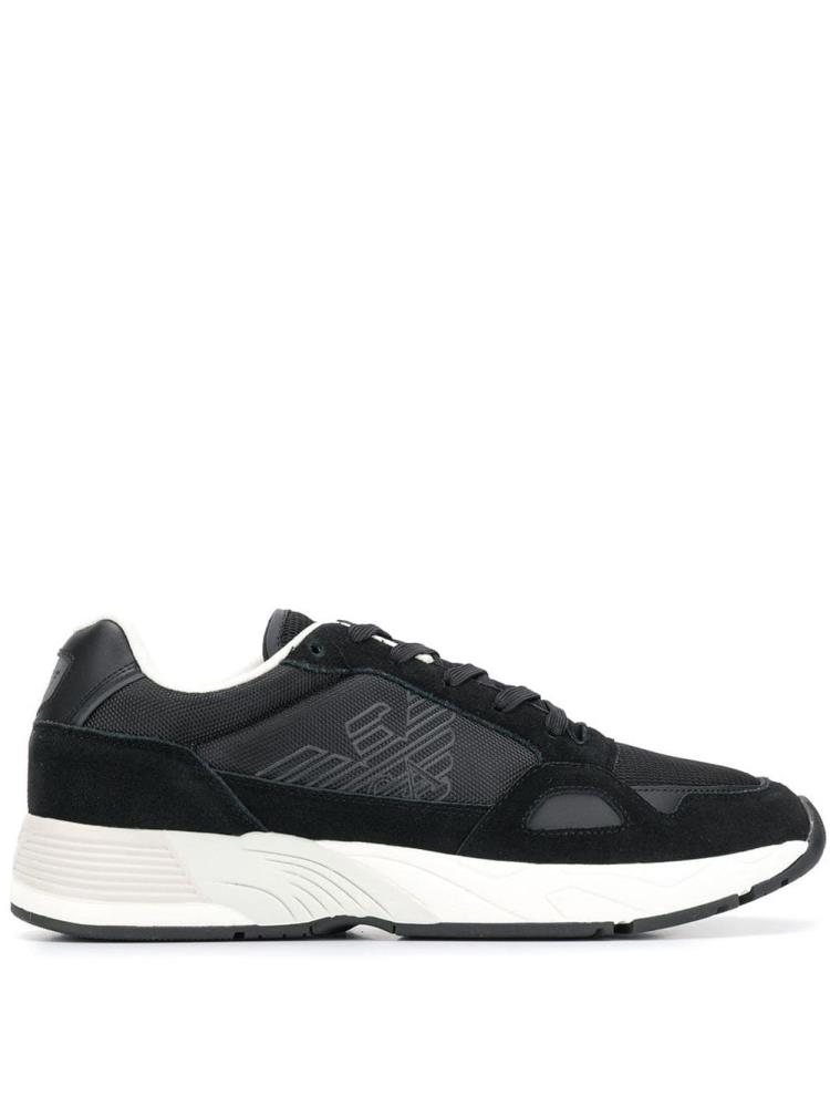 Black Men\'s Armani Emporio Structured Sneakers | 0XK91OW