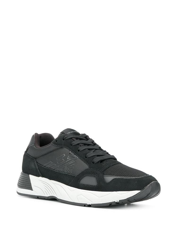 Black Men's Armani Emporio Structured Sneakers | V6SQJJ0