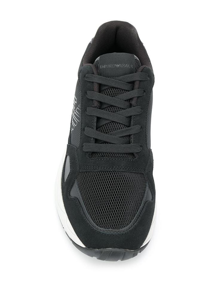 Black Men's Armani Emporio Structured Sneakers | V6SQJJ0