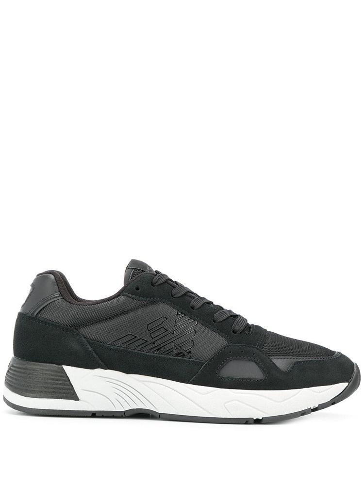 Black Men\'s Armani Emporio Structured Sneakers | V6SQJJ0