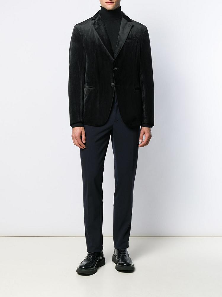 Black Men's Armani Emporio Tailored Velvet Blazers | H8EJJV6