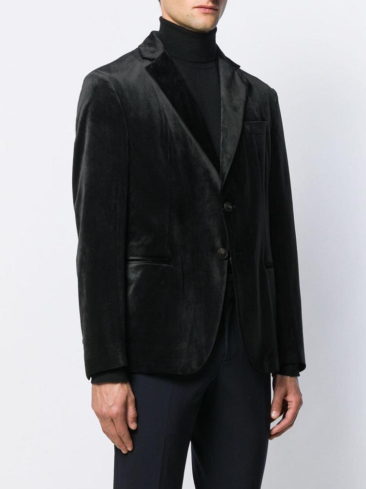 Black Men's Armani Emporio Tailored Velvet Blazers | H8EJJV6