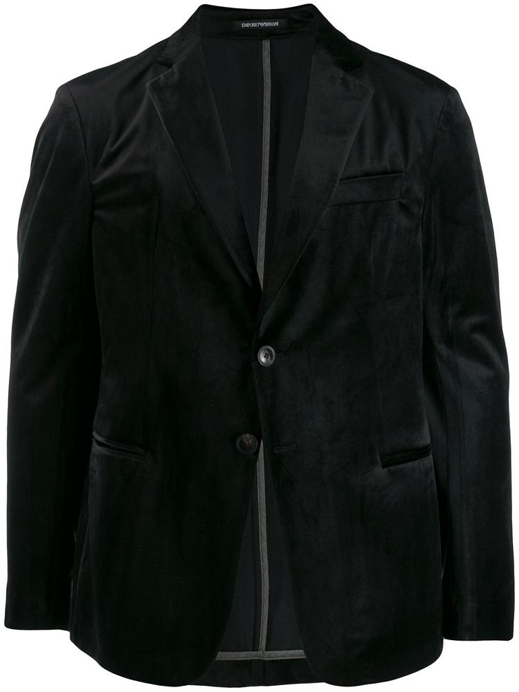 Black Men\'s Armani Emporio Tailored Velvet Blazers | H8EJJV6