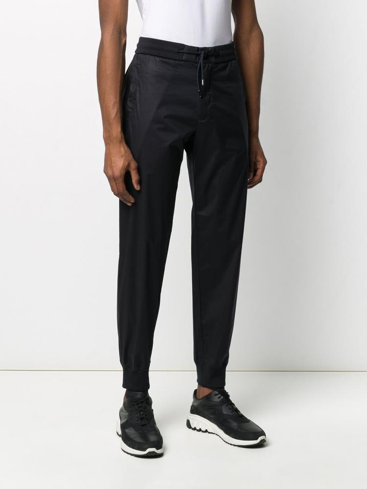 Black Men's Armani Emporio Textured Style Cropped Track Pants | KYD5DFH