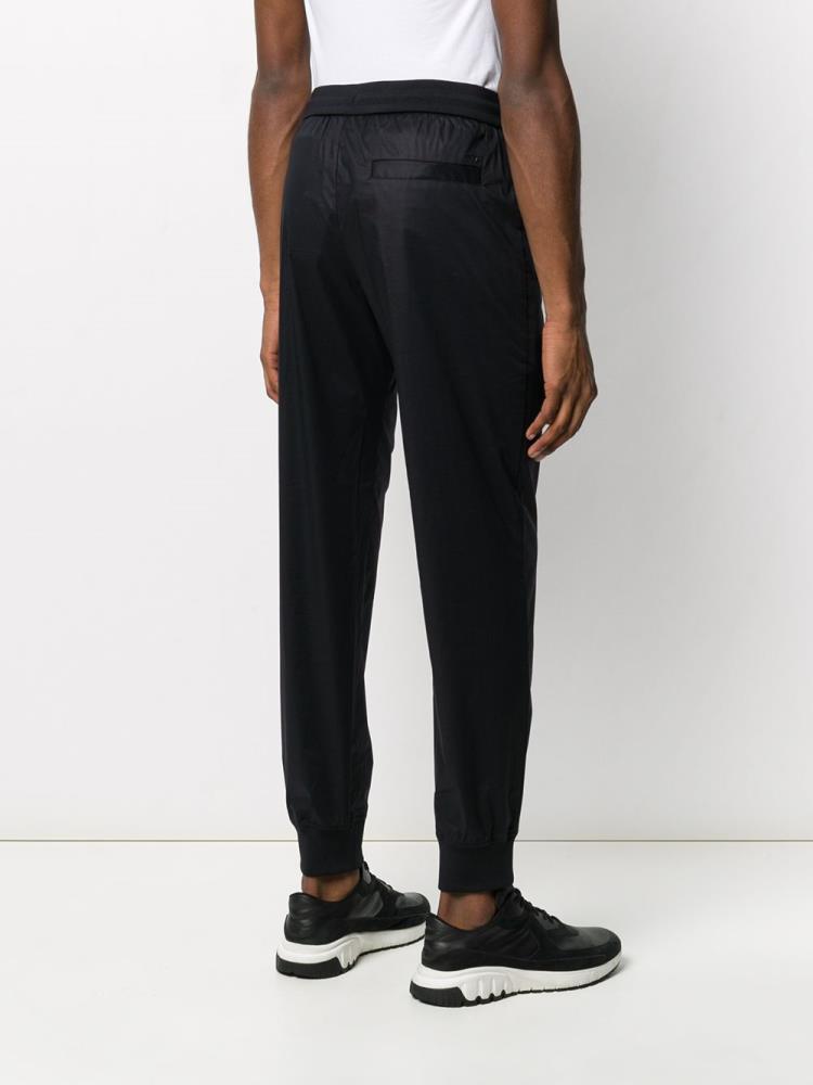 Black Men's Armani Emporio Textured Style Cropped Track Pants | KYD5DFH