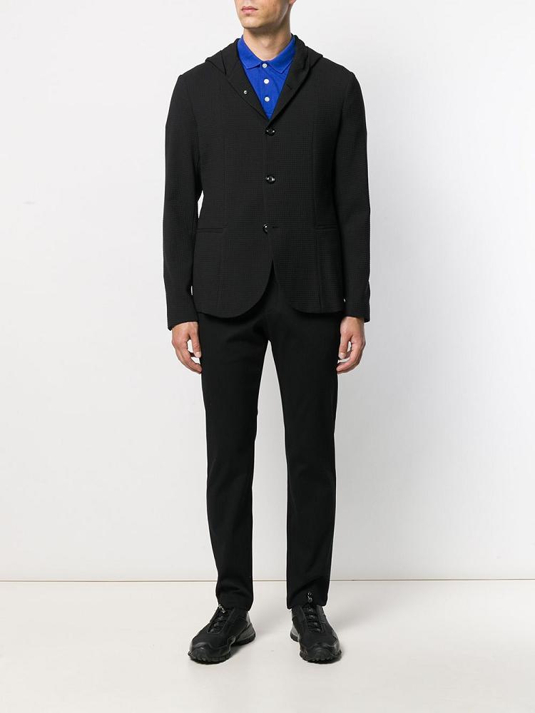 Black Men's Armani Emporio Textured Casual Blazers | P42JT4Q