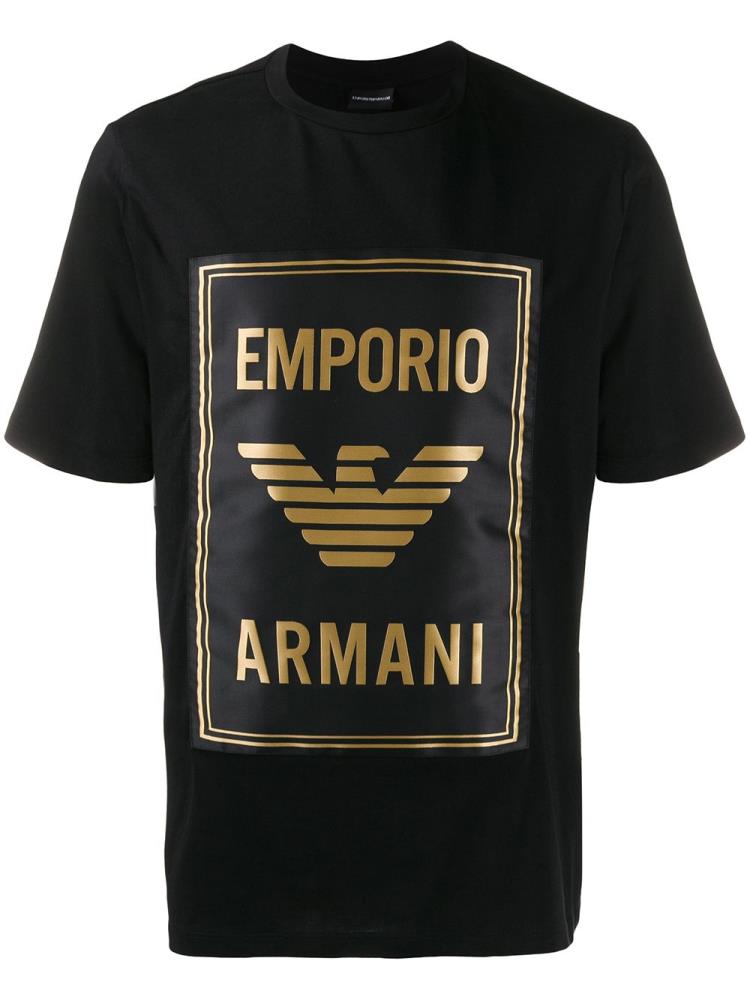 Black Men\'s Armani Emporio Vector Logo T Shirts | 61Q976T