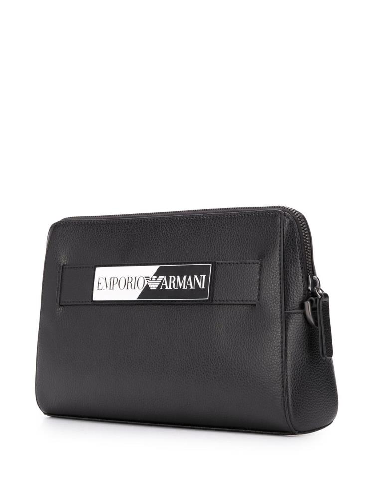 Black Men's Armani Emporio Wrist Strap Clutch Bag | 7JATFKW