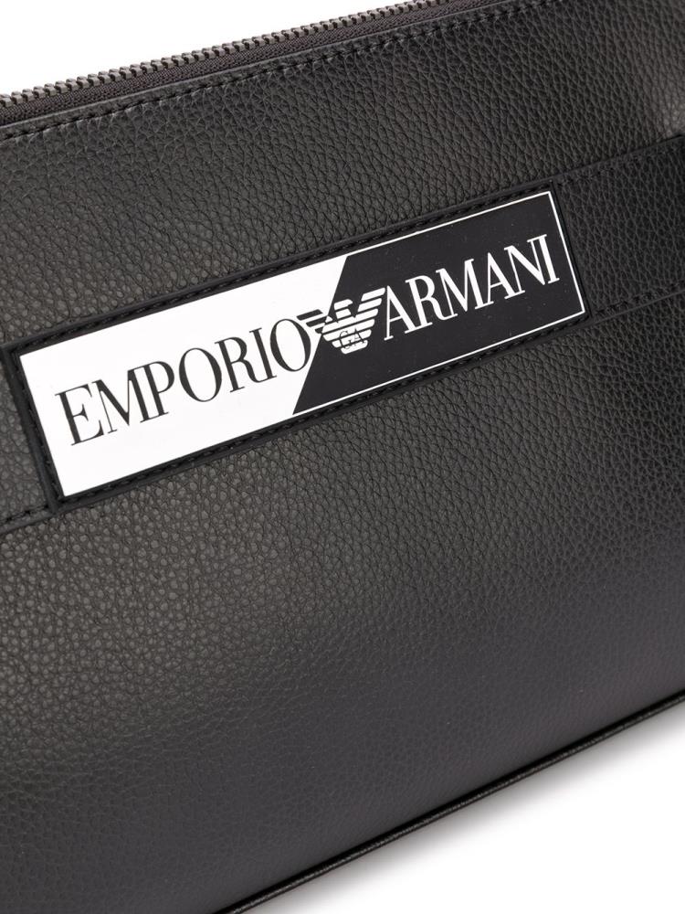 Black Men's Armani Emporio Wrist Strap Clutch Bag | 7JATFKW