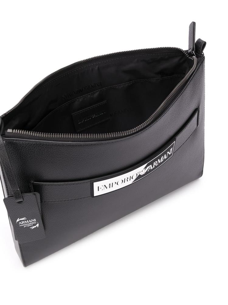 Black Men's Armani Emporio Wrist Strap Clutch Bag | MNZCAR1