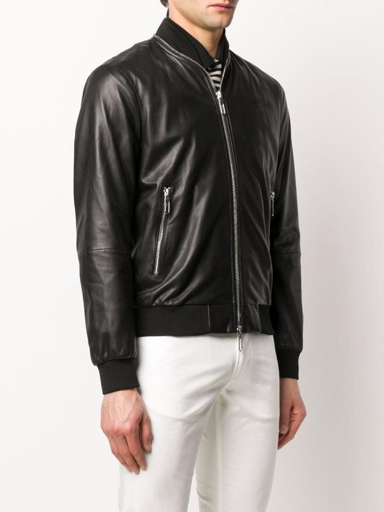 Black Men's Armani Emporio Zip Around Bomber Jacket | NMDTO9M