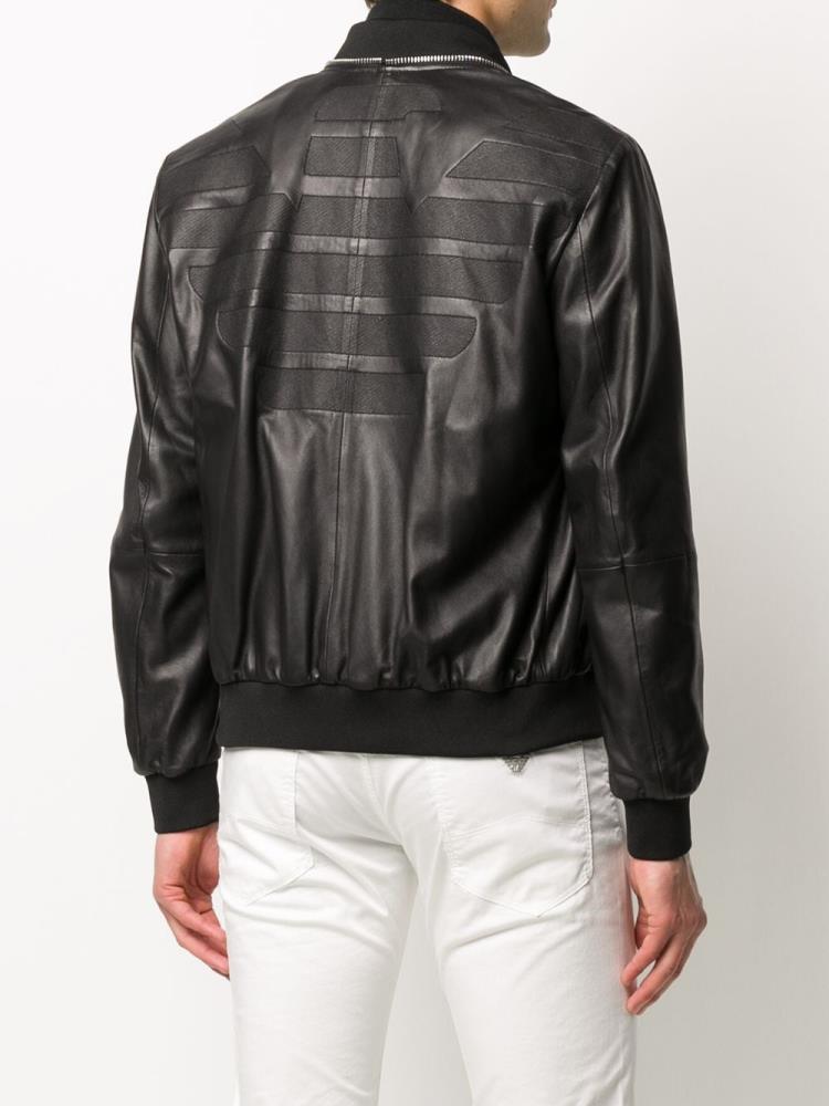 Black Men's Armani Emporio Zip Around Bomber Jacket | NMDTO9M