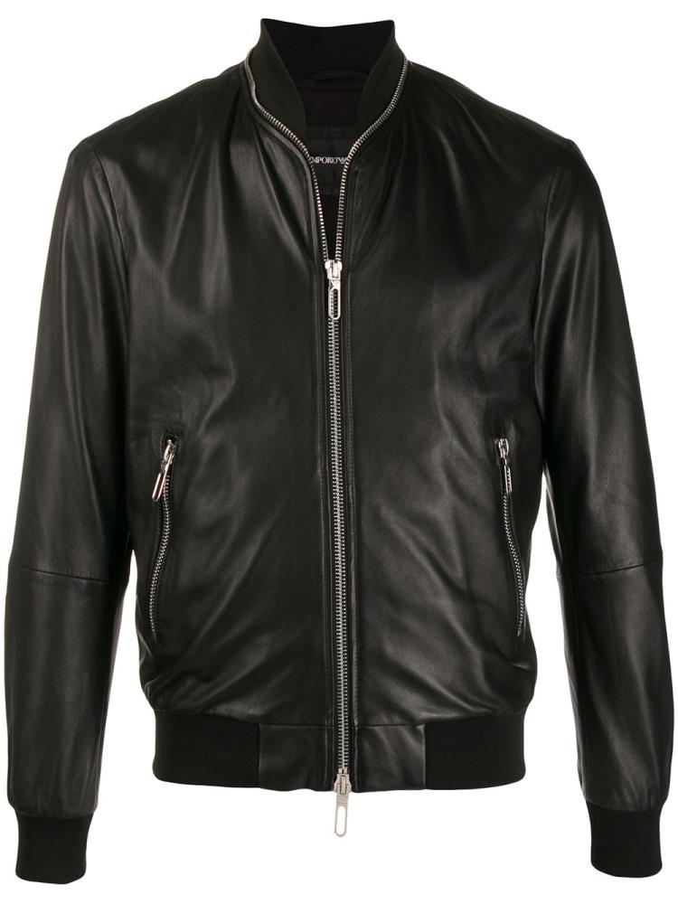 Black Men\'s Armani Emporio Zip Around Bomber Jacket | NMDTO9M