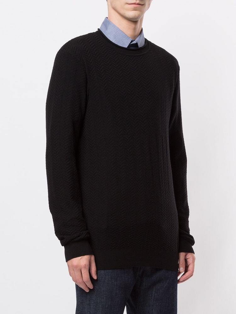 Black Men's Giorgio Armani Classic Crew Neck Jumpers | LTP1KQP