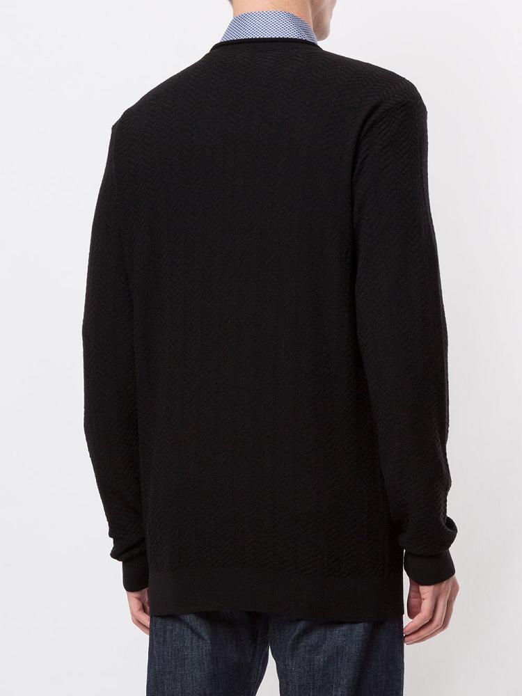 Black Men's Giorgio Armani Classic Crew Neck Jumpers | LTP1KQP