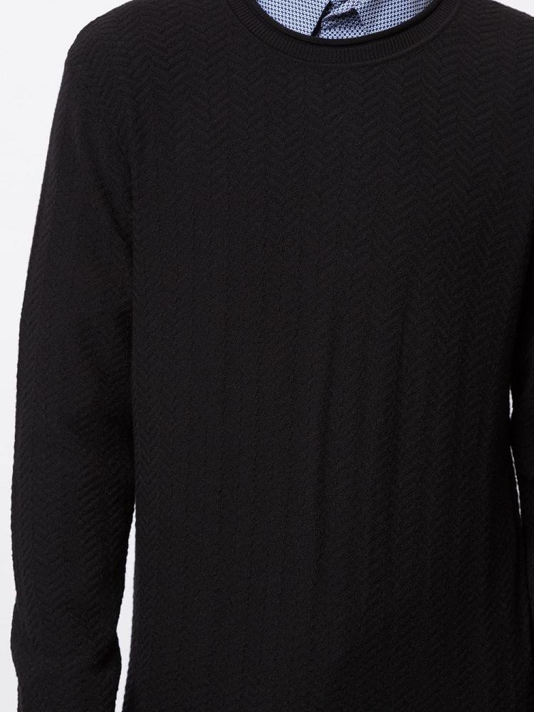 Black Men's Giorgio Armani Classic Crew Neck Jumpers | LTP1KQP