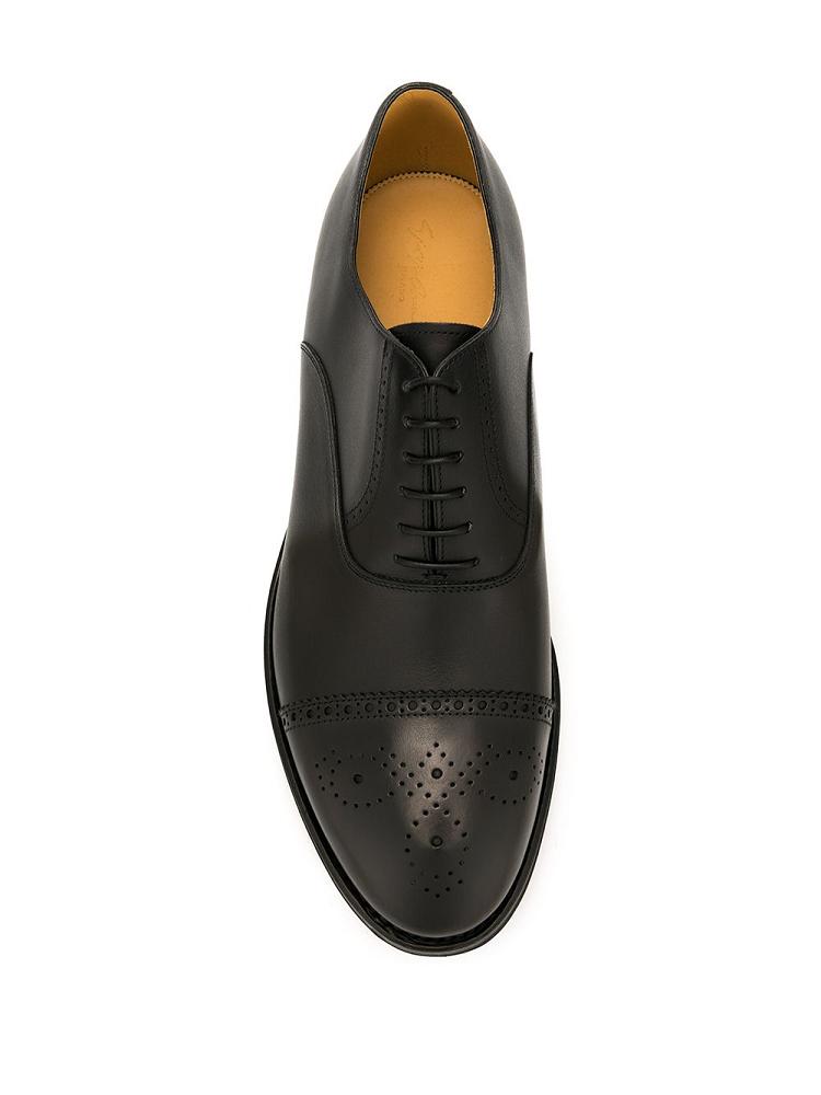 Black Men's Giorgio Armani Decorative Perforation Lace Up Shoes Shoes | QPFIBI7