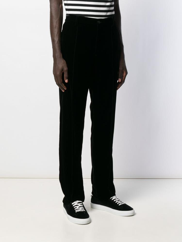 Black Men's Giorgio Armani Elasticated Waistband Straight Pants | J27PMGR