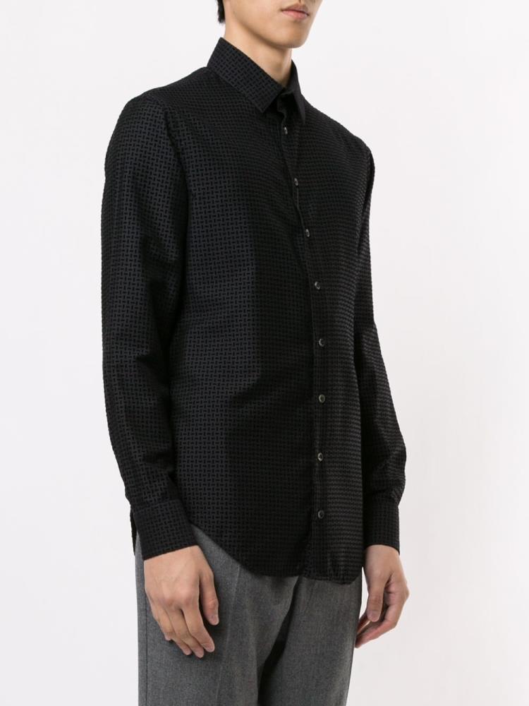 Black Men's Giorgio Armani Geometric Print Shirts | X0I7XZI