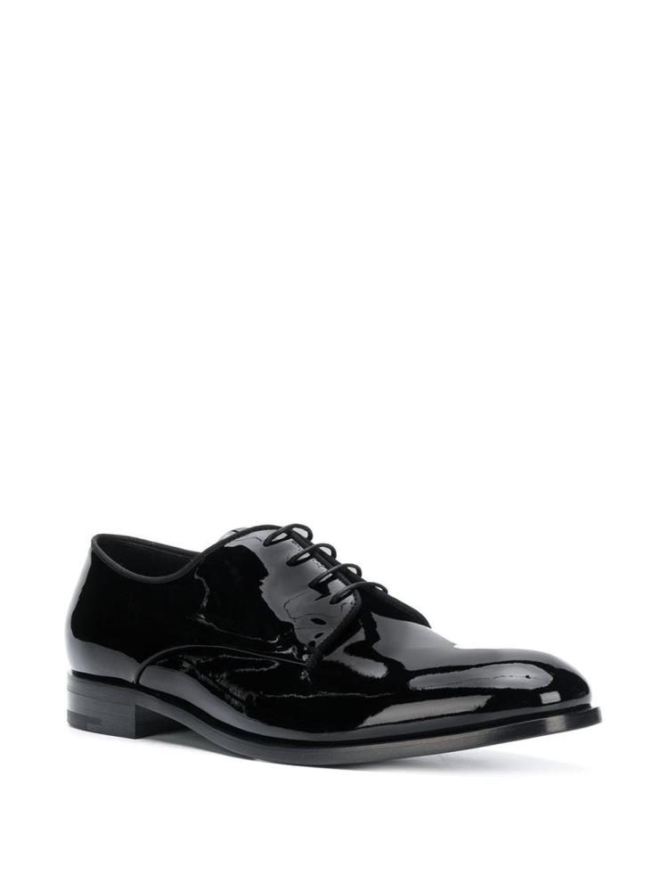 Black Men's Giorgio Armani Patent Derby Shoes | SOBRF8D