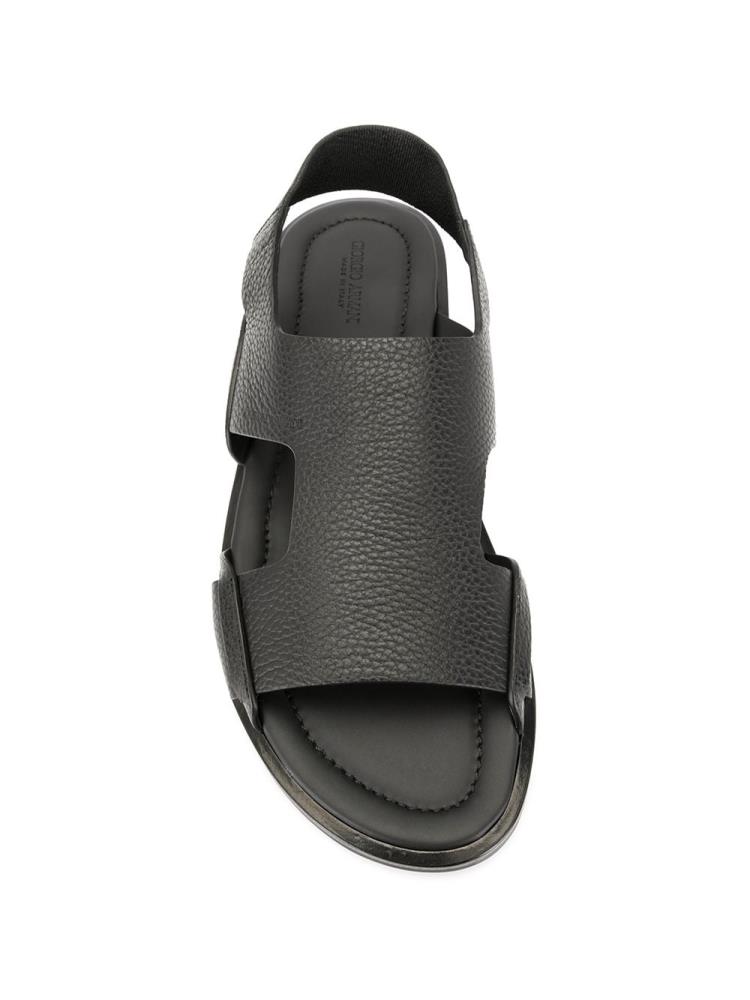 Black Men's Giorgio Armani Side Cut Out Sandals | YD4EMY7