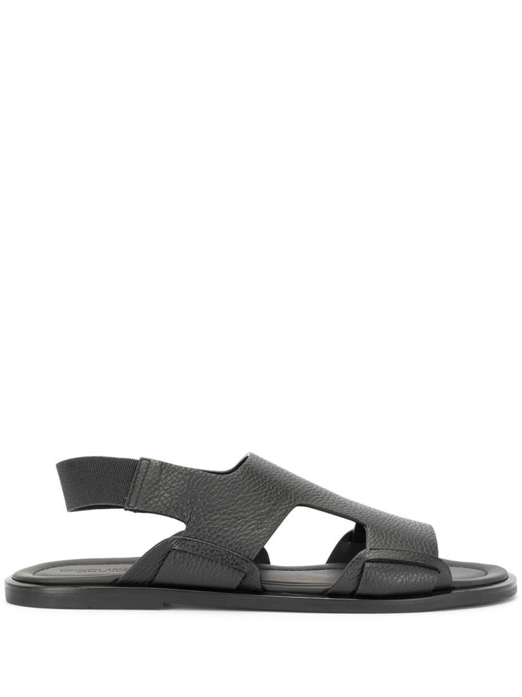 Black Men\'s Giorgio Armani Side Cut Out Sandals | YD4EMY7