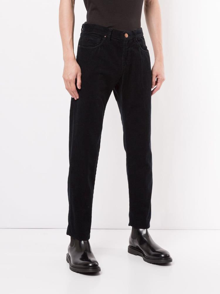 Black Men's Giorgio Armani Slim Corduroy Pants | R70TQAA