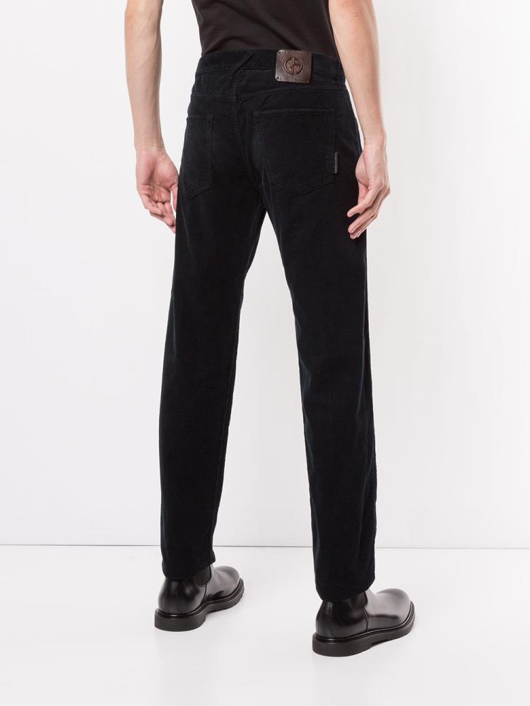 Black Men's Giorgio Armani Slim Corduroy Pants | R70TQAA