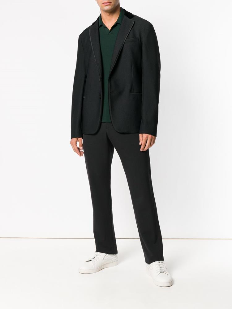 Black Men's Giorgio Armani Textured Blazers | EHZMKAB