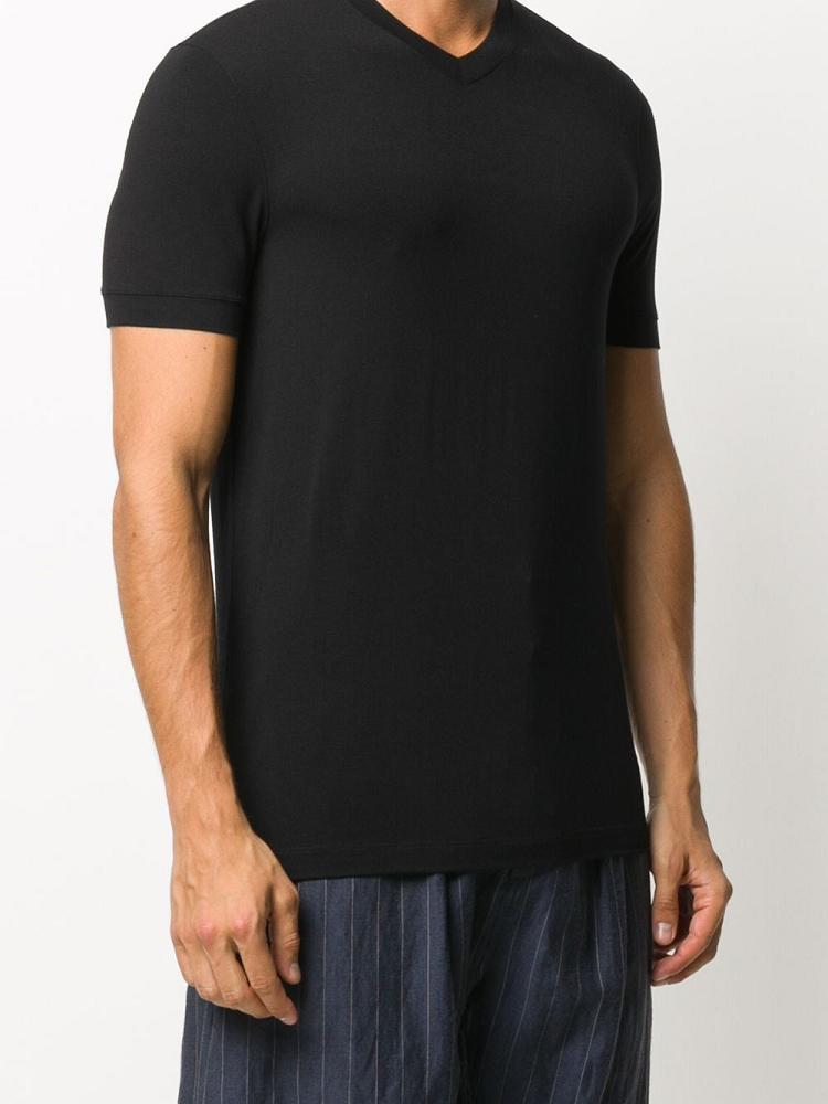 Black Men's Giorgio Armani V Neck T Shirts | NCK706T