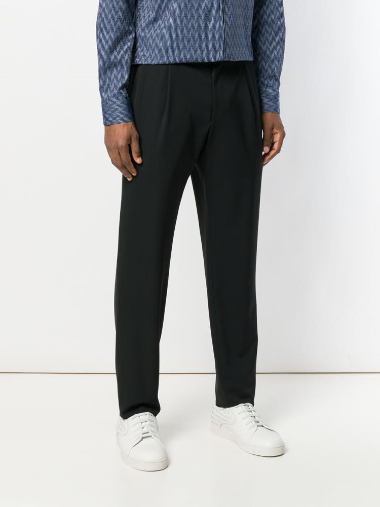 Black Men's Giorgio Armani Wool Tailored Pants Pants | GWRRCYK