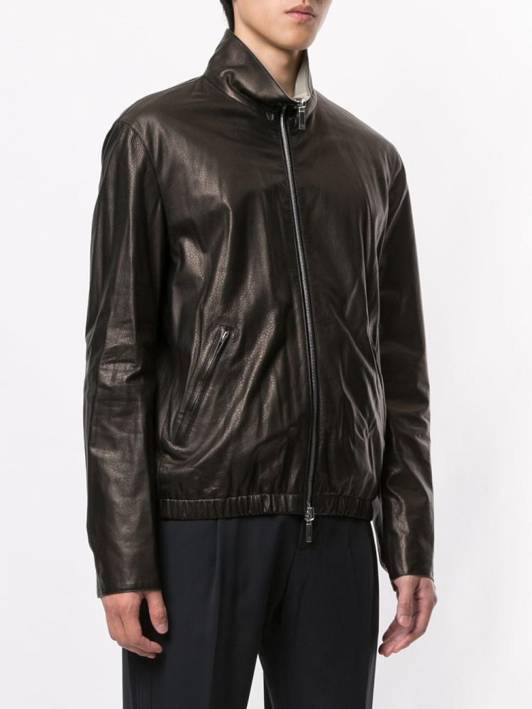 Black Men's Giorgio Armani Zipped Reversible Bomber Jacket | UFOG991