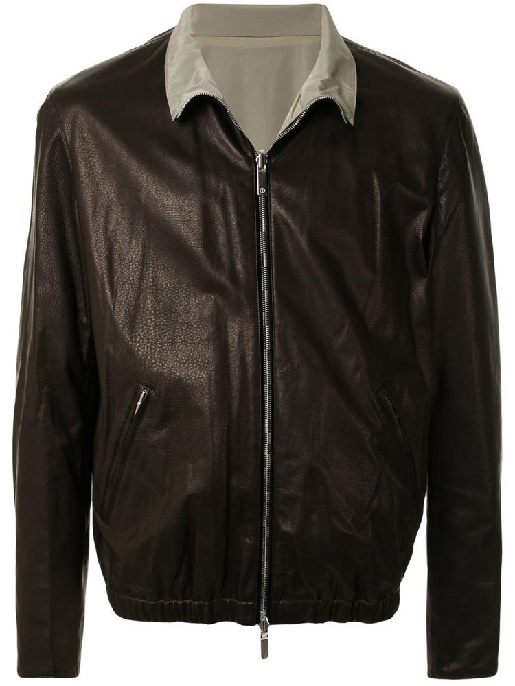 Black Men\'s Giorgio Armani Zipped Reversible Bomber Jacket | UFOG991