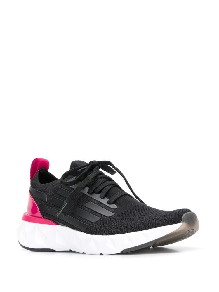 Black / Pink Women's Ea7 Emporio Armani Stretch Fit Logo Sneakers | 0V9S47A