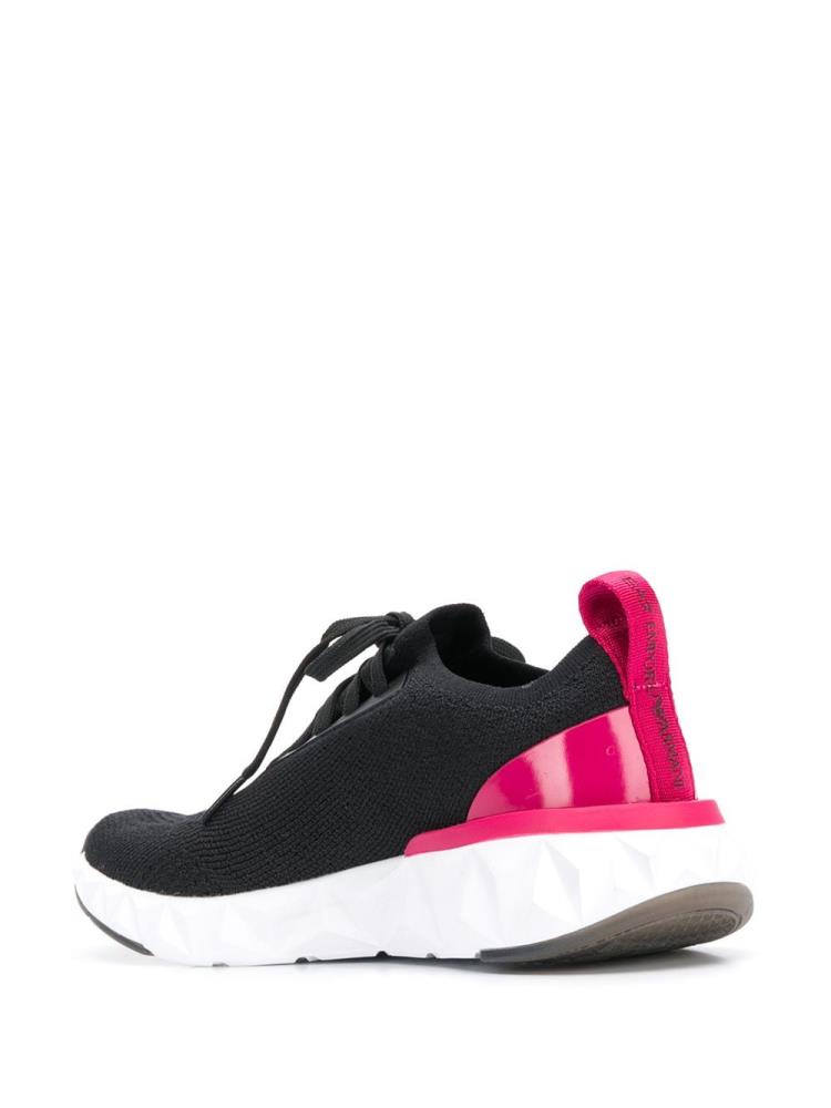 Black / Pink Women's Ea7 Emporio Armani Stretch Fit Logo Sneakers | 0V9S47A