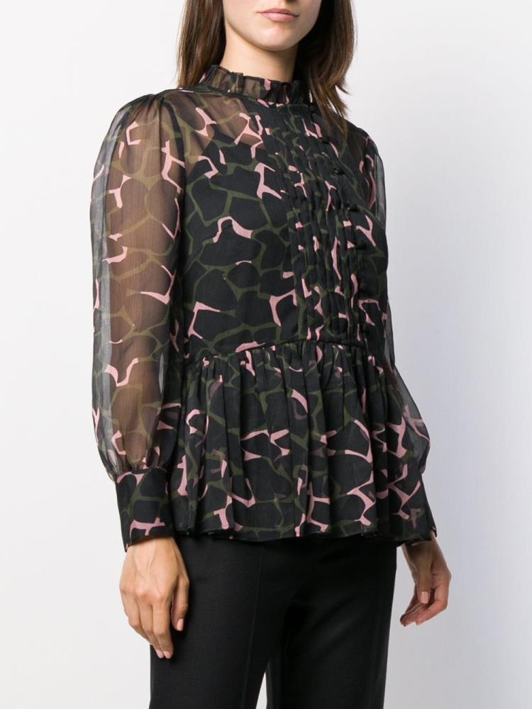 Black / Pink Women's Armani Emporio Floaty Camouflage Print Blouse | ML4NDQS