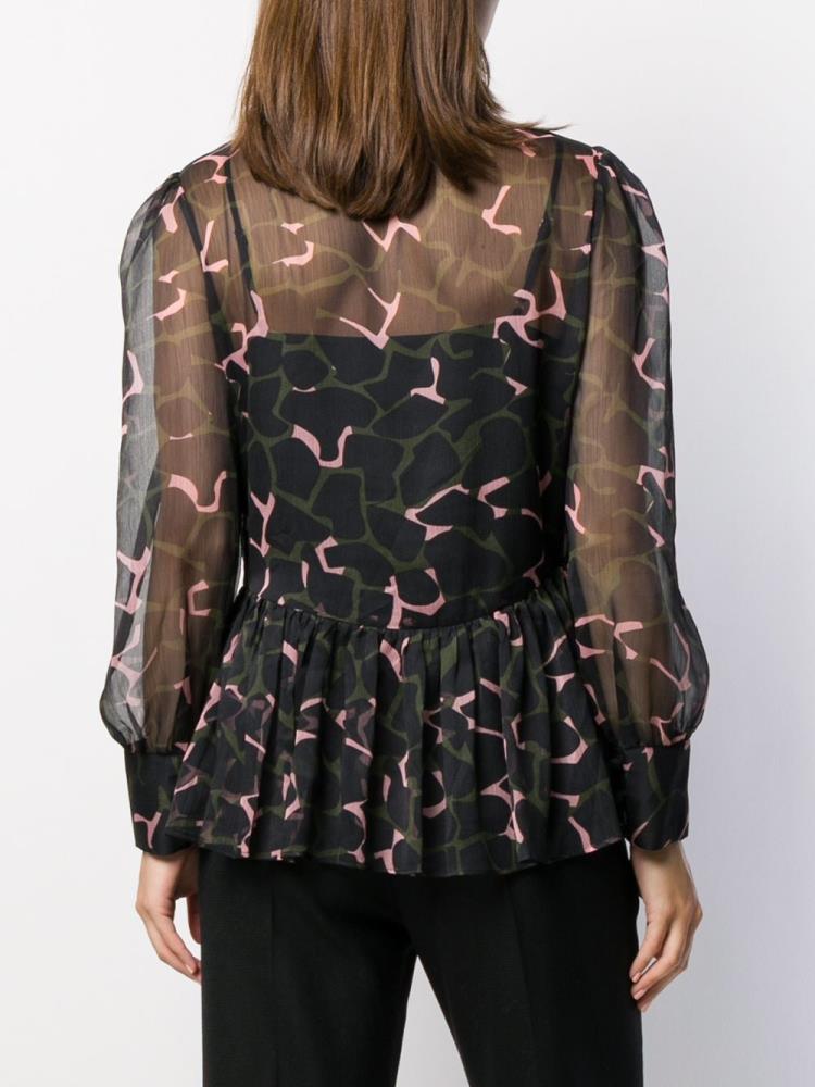 Black / Pink Women's Armani Emporio Floaty Camouflage Print Blouse | ML4NDQS