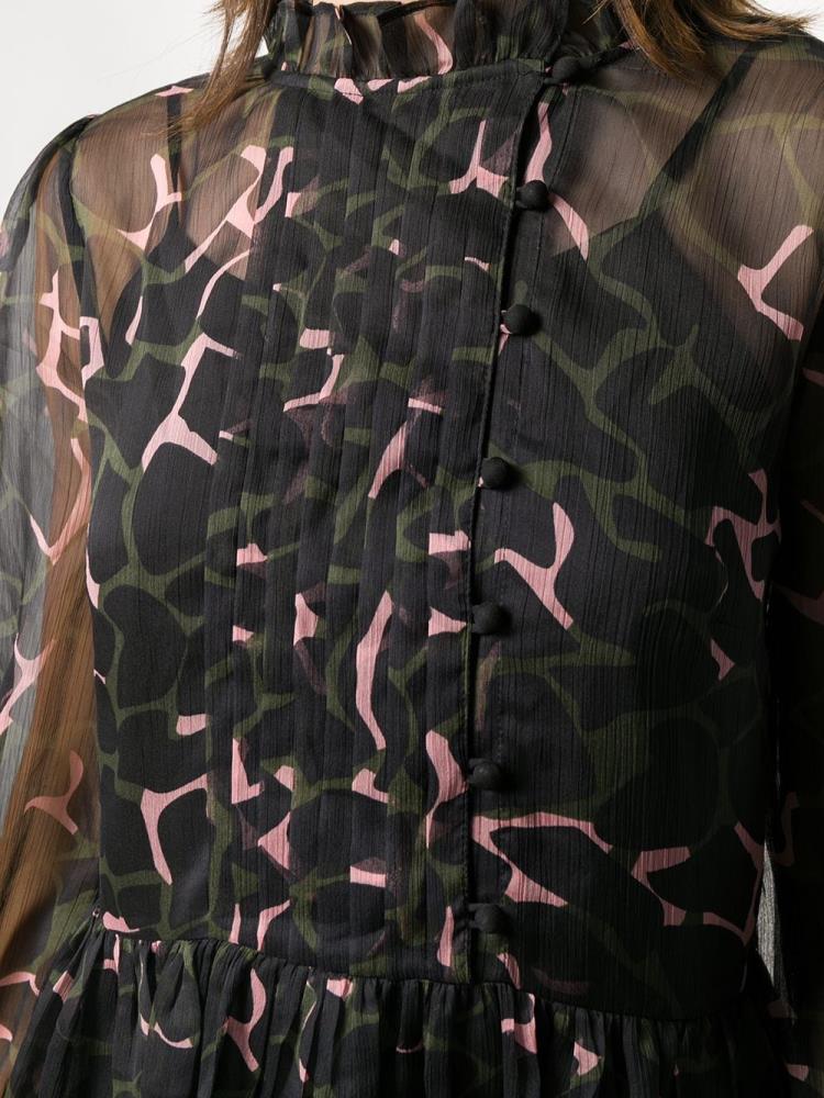 Black / Pink Women's Armani Emporio Floaty Camouflage Print Blouse | ML4NDQS