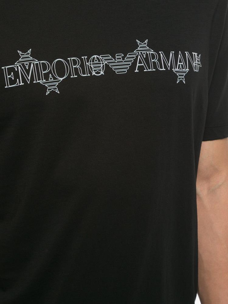 Black / White Men's Armani Emporio Printed Logo T Shirts | HOCV31F