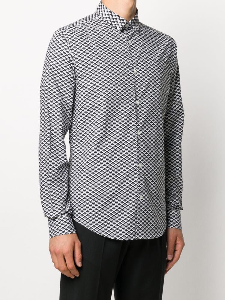 Black / White Men's Armani Emporio All Over Op Art Shirts | N2S15RD