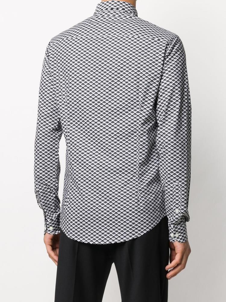 Black / White Men's Armani Emporio All Over Op Art Shirts | N2S15RD