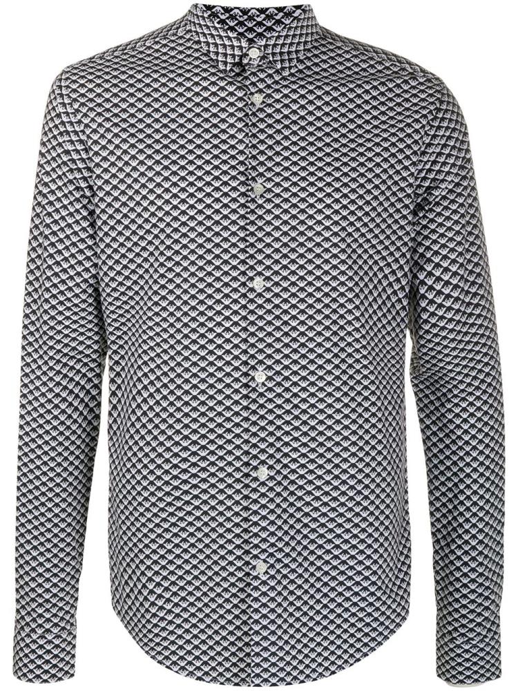 Black / White Men\'s Armani Emporio All Over Op Art Shirts | N2S15RD