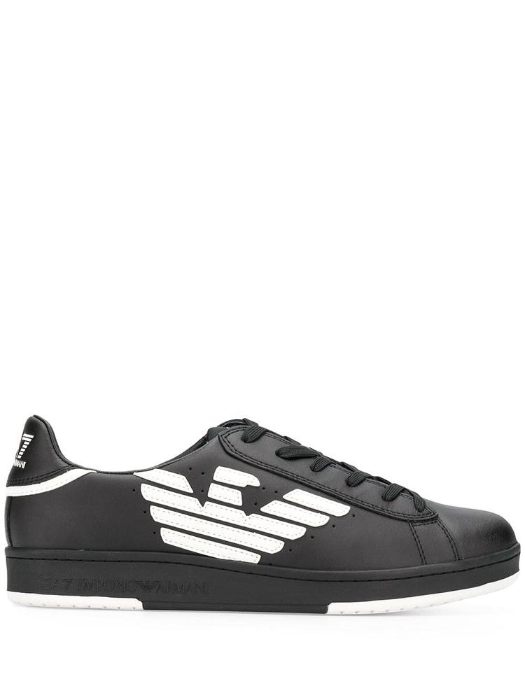 Black / White Women\'s Ea7 Emporio Armani Logo Low Top Sneakers | 0PQ6DPB