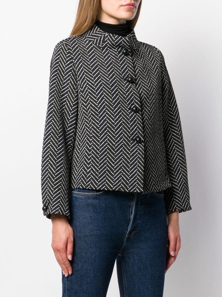 Black / White Women's Armani Emporio Chevron Jackets | 9ZLK25Y