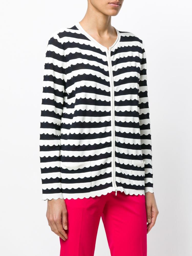 Black / White Women's Armani Emporio Scalloped Hem Cardigan | CK2RCDG